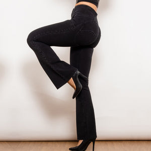 30123BFLJB Shascullfites Melody Black Flared Lift Jeggings Button Up