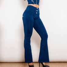 Load image into Gallery viewer, 30127WDBFLJB Shascullfites Melody Dark Blue Flared Lift Jeggings Button Up