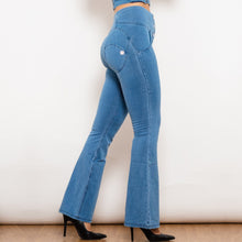 Load image into Gallery viewer, 30131WLBFLJB Shascullfites Melody Light Blue Flared Lift Jeggings Button Up