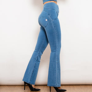 30131WLBFLJB Shascullfites Melody Light Blue Flared Lift Jeggings Button Up