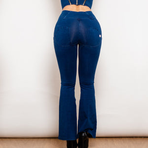 30127WDBFLJB Shascullfites Melody Dark Blue Flared Lift Jeggings Button Up