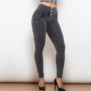 3025GLJB Shascullfites Melody Grey Lift Jeggings Button Up