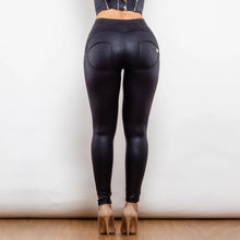 Load image into Gallery viewer, 2127HBCLPR Shascullfites lulu High Waist Crackle Black Coated Lifting Pants Ring Zipper