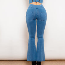 Load image into Gallery viewer, 30131WLBFLJB Shascullfites Melody Light Blue Flared Lift Jeggings Button Up