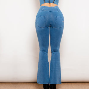 30131WLBFLJB Shascullfites Melody Light Blue Flared Lift Jeggings Button Up