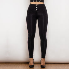 Load image into Gallery viewer, 30823BSLJB Shascullfites Melody High Waist Dark Thread Black Jeans Button Style with Stripe