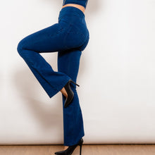 Load image into Gallery viewer, 30127WDBFLJB Shascullfites Melody Dark Blue Flared Lift Jeggings Button Up