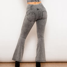 Load image into Gallery viewer, 30125GFLJB Shascullfites Melody Grey Flared Lift Jeggings Button Up