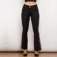 Load image into Gallery viewer, 81009BMJFS Shascullfites Melody High Waist Dark Thread Light Blue Flare Jeans with Stripe