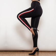 Load image into Gallery viewer, 30823BSLJB Shascullfites Melody High Waist Dark Thread Black Jeans Button Style with Stripe