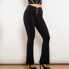 Load image into Gallery viewer, 30123BFLJB Shascullfites Melody Black Flared Lift Jeggings Button Up