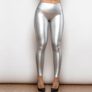 613RSHLL Shascullfites Melody Regular Silver High Waist Leather Leggings