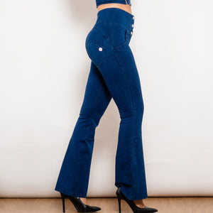 30127WDBFLJB Shascullfites Melody Dark Blue Flared Lift Jeggings Button Up
