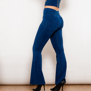 30127WDBFLJB Shascullfites Melody Dark Blue Flared Lift Jeggings Button Up