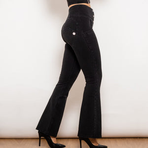 30123BFLJB Shascullfites Melody Black Flared Lift Jeggings Button Up