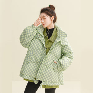 X122010022 Shascullfites Melody Hooded Plaid Women's Winter 2024 New Style Korean Winter Women Coat Women's Thin Down Jacket
