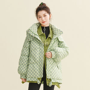 X122010022 Shascullfites Melody Hooded Plaid Women's Winter 2024 New Style Korean Winter Women Coat Women's Thin Down Jacket