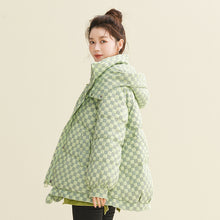 Load image into Gallery viewer, X122010022 Shascullfites Melody Hooded Plaid Women&#39;s Winter 2024 New Style Korean Winter Women Coat Women&#39;s Thin Down Jacket