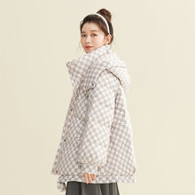 Load image into Gallery viewer, X122010022 Shascullfites Melody Hooded Plaid Women&#39;s Winter 2024 New Style Korean Winter Women Coat Women&#39;s Thin Down Jacket
