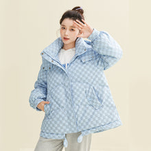Load image into Gallery viewer, X122010022 Shascullfites Melody Hooded Plaid Women&#39;s Winter 2024 New Style Korean Winter Women Coat Women&#39;s Thin Down Jacket