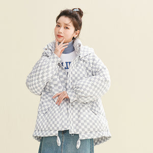 X122010022 Shascullfites Melody Hooded Plaid Women's Winter 2024 New Style Korean Winter Women Coat Women's Thin Down Jacket