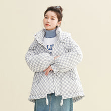 Load image into Gallery viewer, X122010022 Shascullfites Melody Hooded Plaid Women&#39;s Winter 2024 New Style Korean Winter Women Coat Women&#39;s Thin Down Jacket