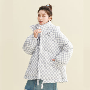 X122010022 Shascullfites Melody Hooded Plaid Women's Winter 2024 New Style Korean Winter Women Coat Women's Thin Down Jacket