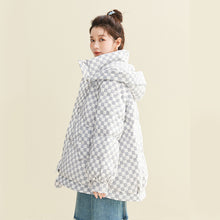 Load image into Gallery viewer, X122010022 Shascullfites Melody Hooded Plaid Women&#39;s Winter 2024 New Style Korean Winter Women Coat Women&#39;s Thin Down Jacket