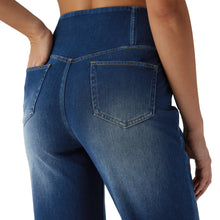 Load image into Gallery viewer, Shascullfites High Waist Dark Blue Wash Stretch Denim Jeans for Women Soft Casual Straight Crossover Fit with Pockets