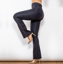 Load image into Gallery viewer, 1008BHJF Shascullfites High Waist Dark Thread Black Flare Jeans