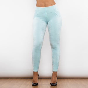 315EGCHLL Shascullfites Emerald Green Chenille High Waist Lifting Leggings