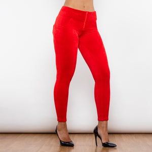 318RCHLL Shascullfites Red Chenille High Waist Lifting Leggings