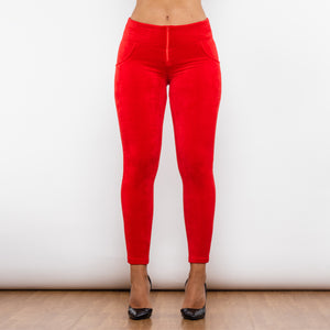 318RCHLL Shascullfites Red Chenille High Waist Lifting Leggings