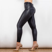 Load image into Gallery viewer, 13013MWMBL  Shascullfites Middle Waist Matt Black Leather Leggings