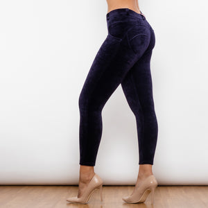 321POCMLL Shascullfites Purple Orchid Chenille Middle Waist Lifting Leggings