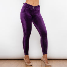 Load image into Gallery viewer, 304PCMLL Shascullfites Purple Chenille Middle Waist Lifting Leggings