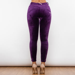 304PCMLL Shascullfites Purple Chenille Middle Waist Lifting Leggings