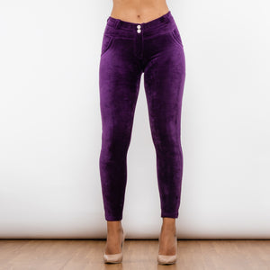 304PCMLL Shascullfites Purple Chenille Middle Waist Lifting Leggings