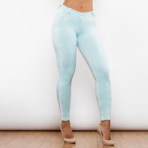 307EGCMLL Shascullfites Emerald Green Chenille Middle Waist Lifting Leggings