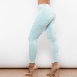 307EGCMLL Shascullfites Emerald Green Chenille Middle Waist Lifting Leggings