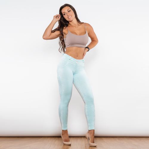 307EGCMLL Shascullfites Emerald Green Chenille Middle Waist Lifting Leggings