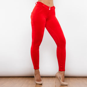 310RCMLL Shascullfites Red Chenille Middle Waist Lifting Leggings