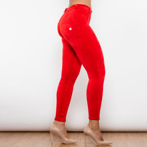 310RCMLL Shascullfites Red Chenille Middle Waist Lifting Leggings