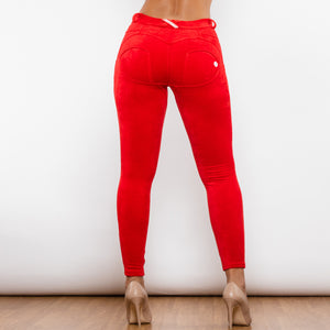 310RCMLL Shascullfites Red Chenille Middle Waist Lifting Leggings