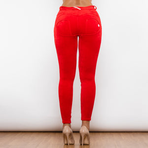 310RCMLL Shascullfites Red Chenille Middle Waist Lifting Leggings
