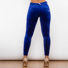 Load image into Gallery viewer, 305BCMLL Shascullfites Blue Chenille Middle Waist Lifting Leggings
