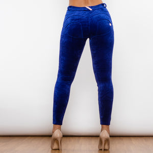 305BCMLL Shascullfites Blue Chenille Middle Waist Lifting Leggings