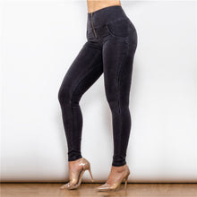 Load image into Gallery viewer, 22022HWDBlackJ Shascullfites High Waist Dark Thread Black Jeans