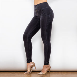 22022HWDBlackJ Shascullfites High Waist Dark Thread Black Jeans