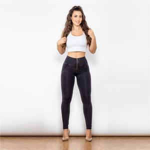 22022HWDBlackJ Shascullfites High Waist Dark Thread Black Jeans